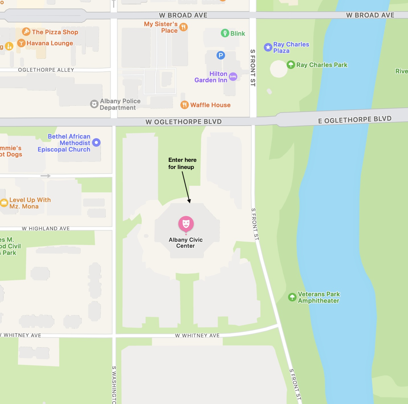 Map of civic center entrance