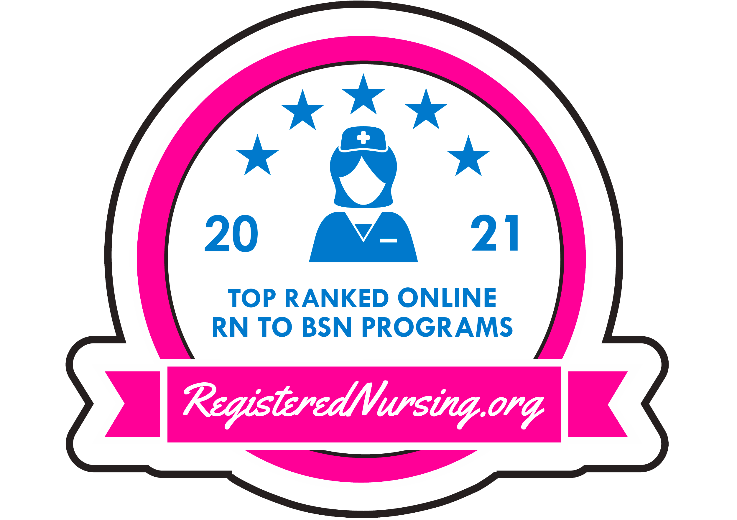 RegisteredNursing.org's 2021 Top Ranked RN-to-BSN Program Badge