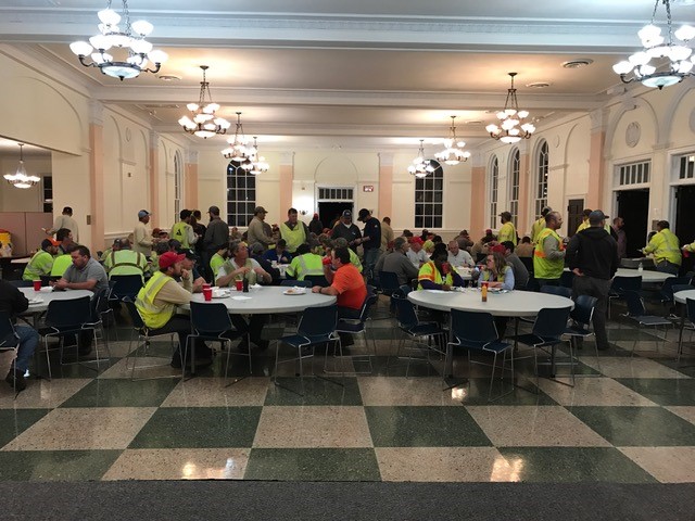 Georgia Power linemen from across the state dined at ASU before and after daily storm recovery efforts.