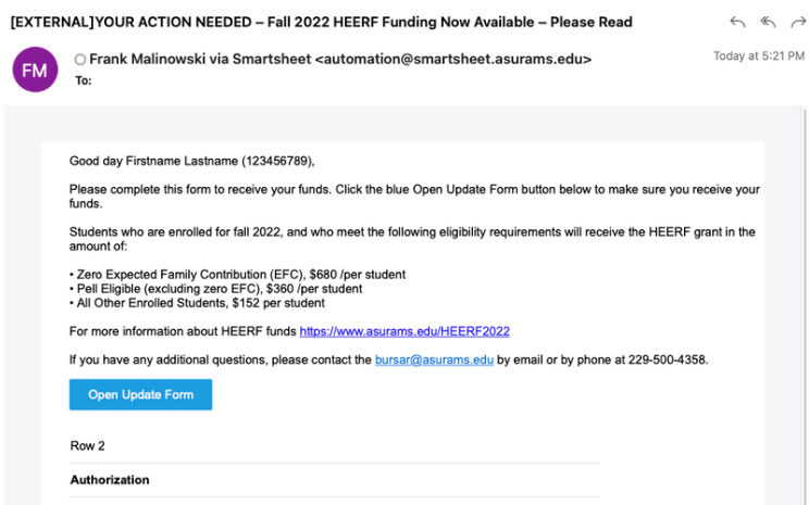 heerf funds example