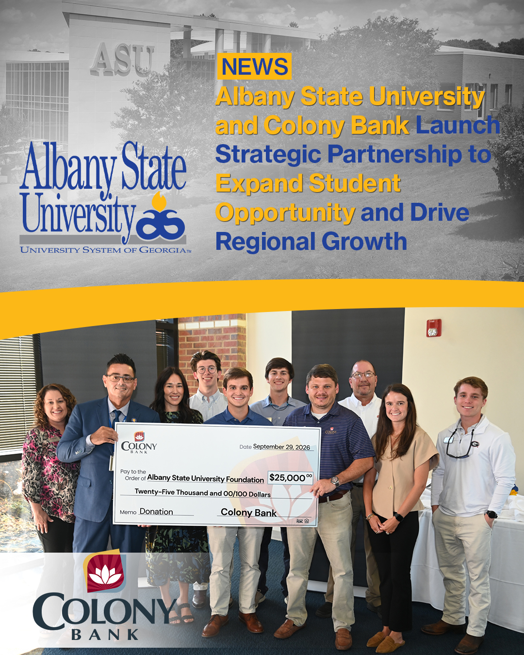 Colony Bank Check Presentation